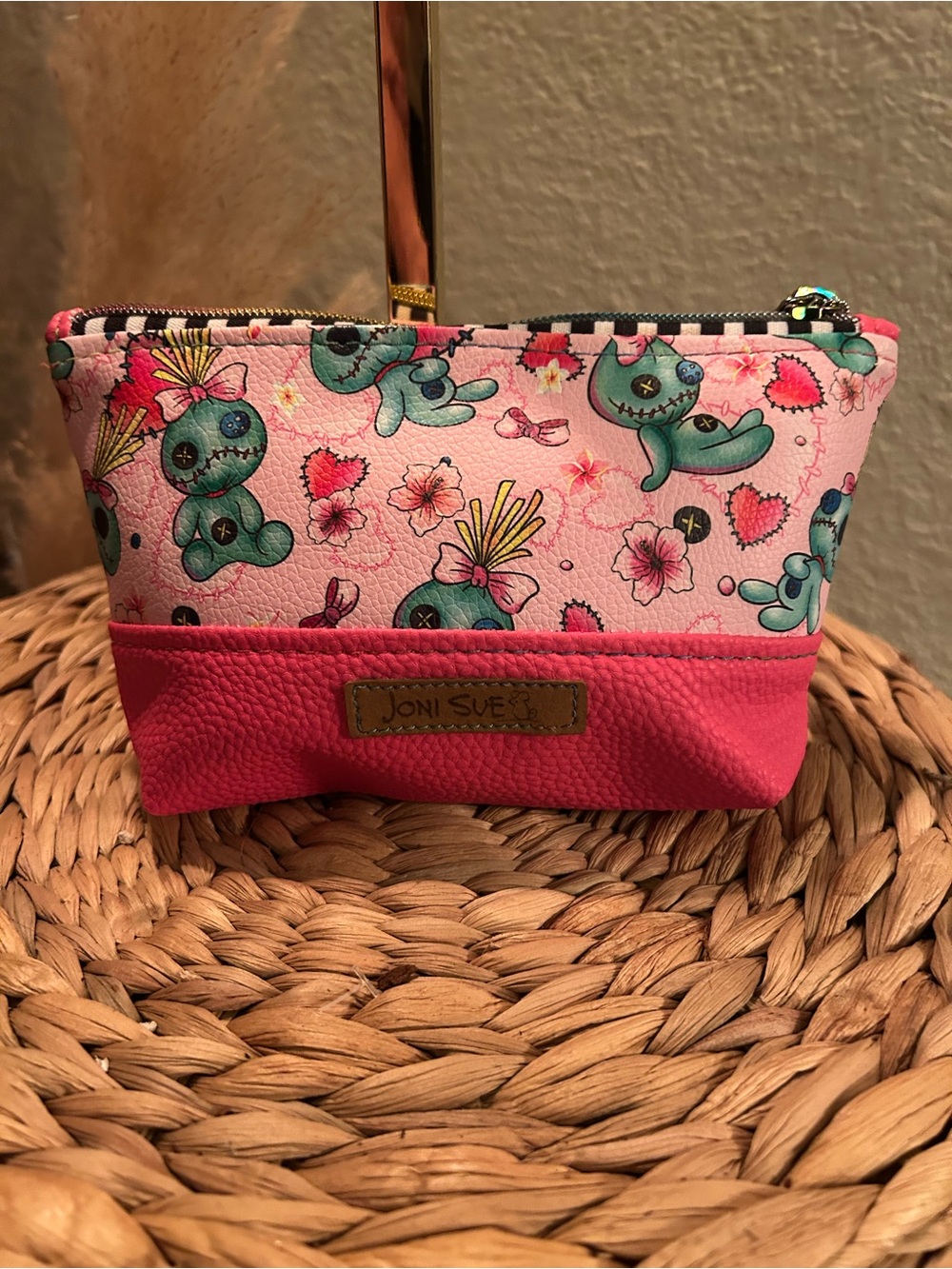Disney Lilo & Stitch Scrump Faux Leather Cosmetic Bag Rainbow Zipper Pouch